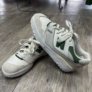 New Balance 550 Cream and Green Sneakers